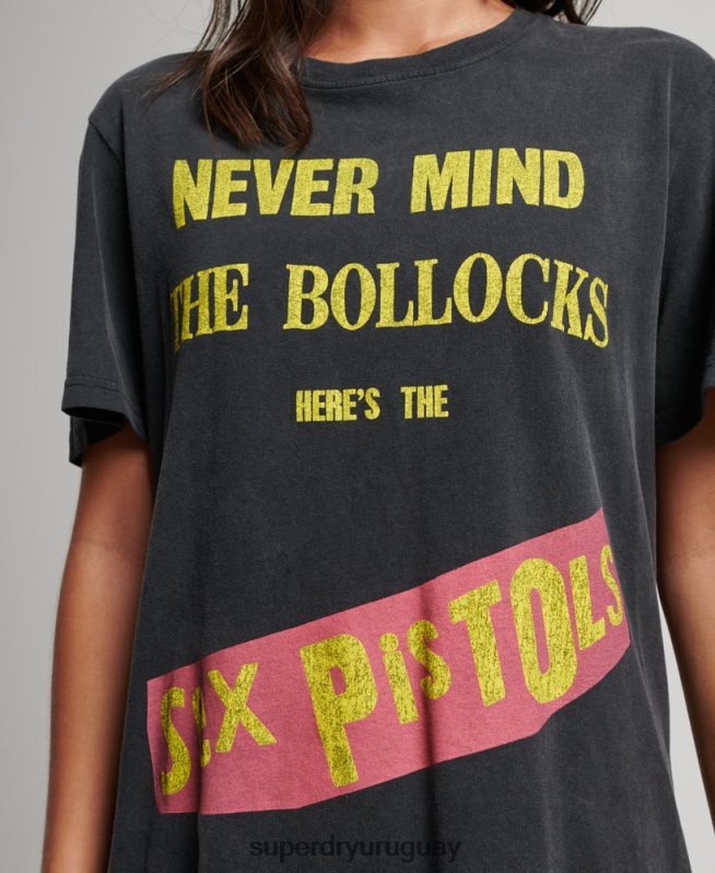 uy Superdry mujer camiseta de la banda de edición limitada de sex pistols negro DT2N8Z2833 ropa
