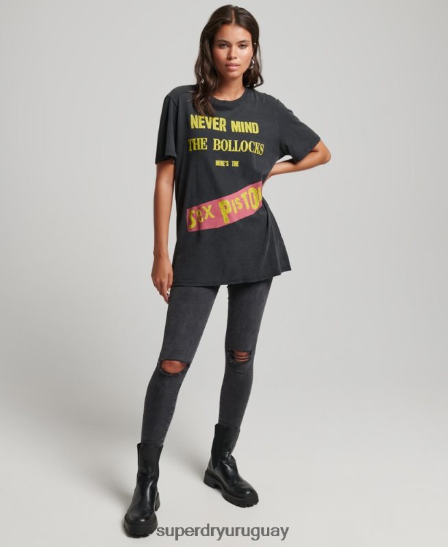 uy Superdry mujer camiseta de la banda de edición limitada de sex pistols negro DT2N8Z2833 ropa