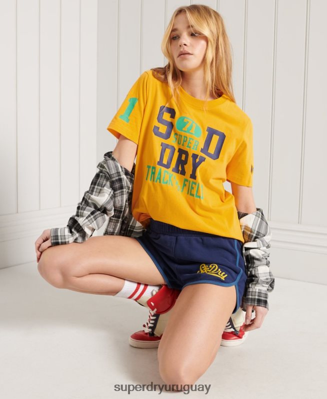 uy Superdry mujer camiseta de la unión atlética colegiada oro DT2N8Z2795 ropa