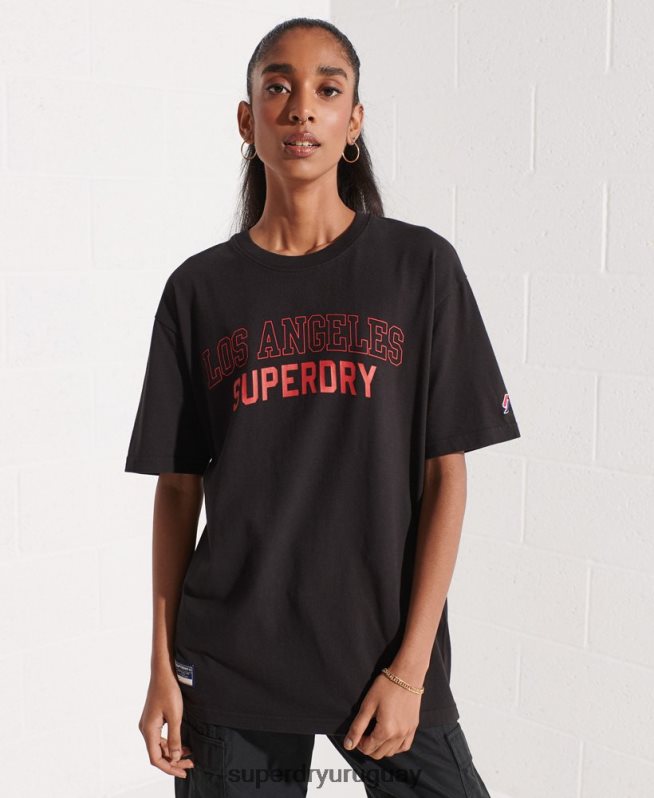 uy Superdry mujer camiseta de la universidad de la ciudad negro DT2N8Z6741 ropa
