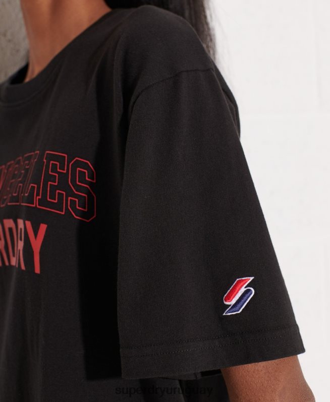 uy Superdry mujer camiseta de la universidad de la ciudad negro DT2N8Z6741 ropa