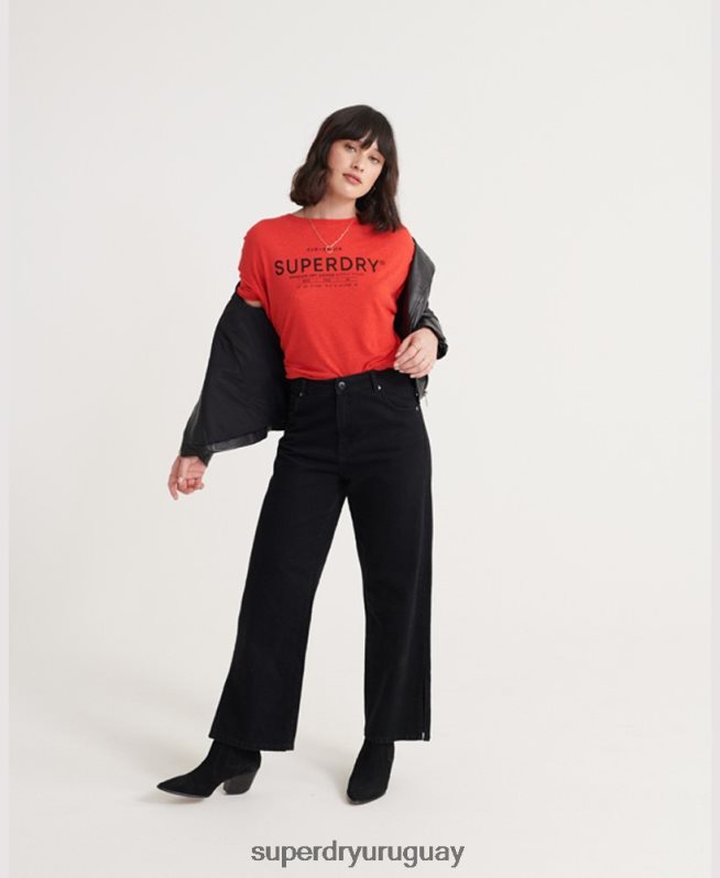 uy Superdry mujer camiseta de lino del desierto rojo DT2N8Z6765 ropa