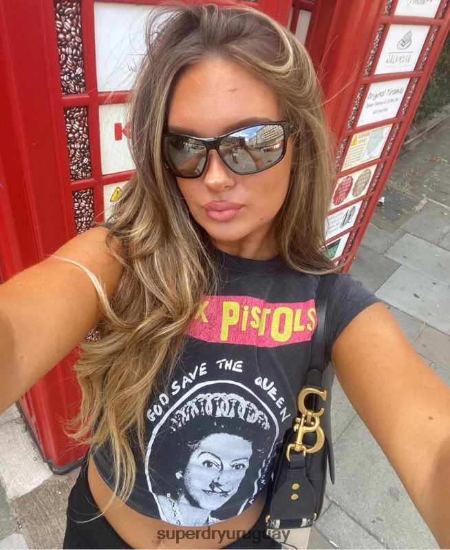 uy Superdry mujer camiseta de manga corta de edición limitada de sex pistols negro DT2N8Z2703 ropa