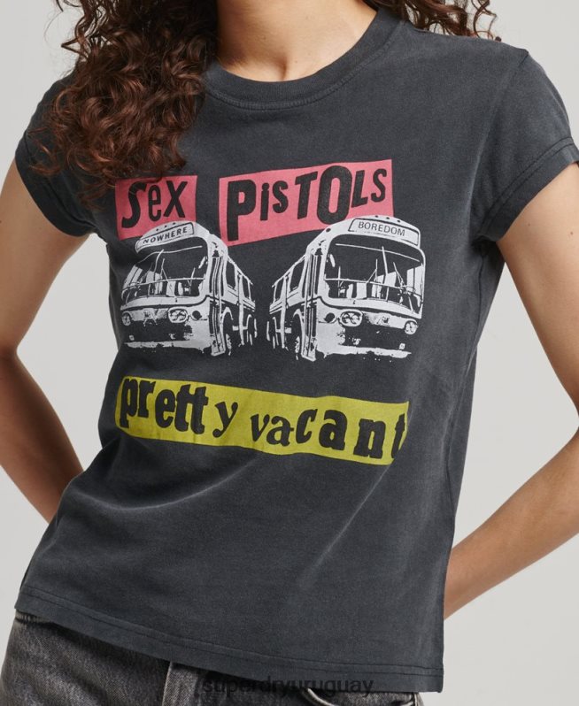 uy Superdry mujer camiseta de manga corta de edición limitada de sex pistols negro DT2N8Z2767 ropa