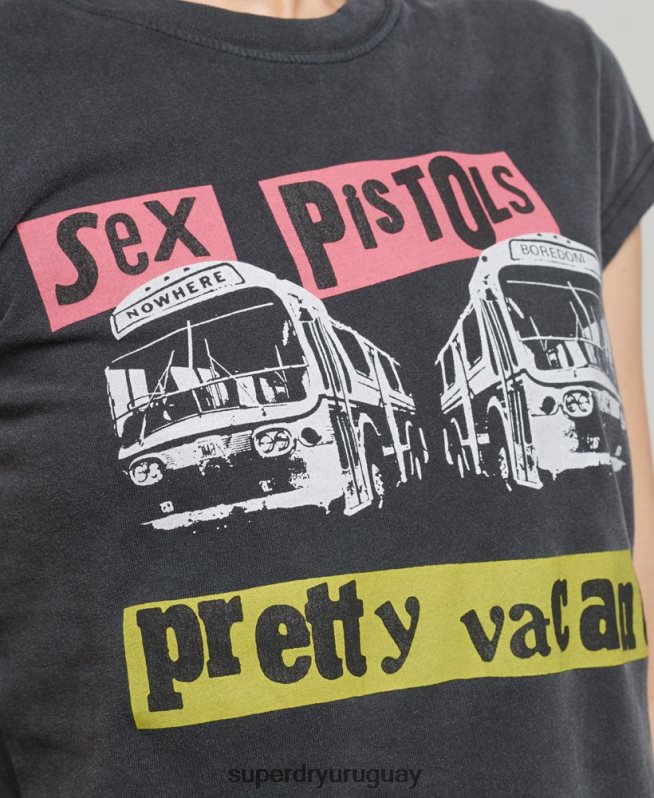 uy Superdry mujer camiseta de manga corta de edición limitada de sex pistols negro DT2N8Z2767 ropa