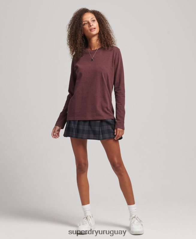 uy Superdry mujer camiseta de manga larga con logo esencial de algodón orgánico rojo DT2N8Z3061 ropa