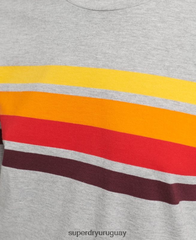 uy Superdry mujer camiseta de manga larga de algodón orgánico con rayas cali 2.0 gris claro DT2N8Z6540 ropa