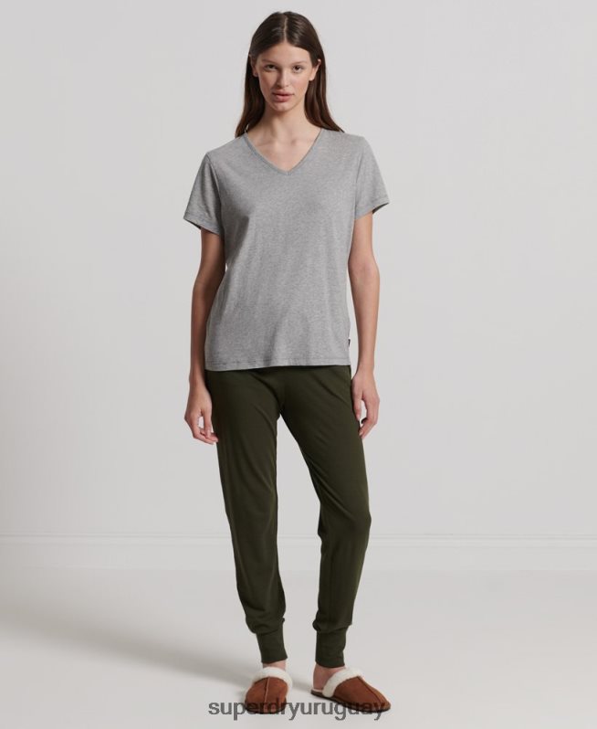 uy Superdry mujer camiseta de salón de algodón orgánico gris DT2N8Z2848 ropa