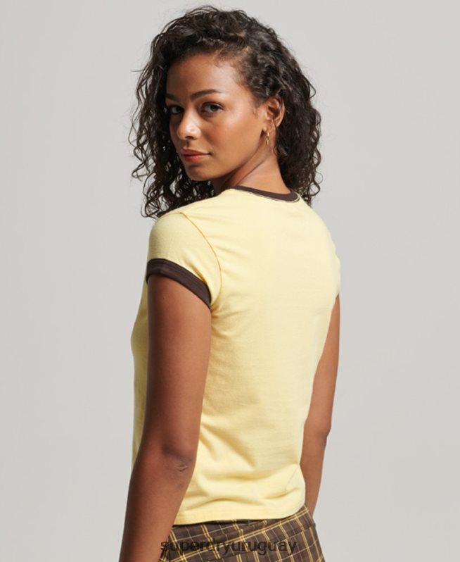 uy Superdry mujer camiseta de timbre amarillo DT2N8Z2706 ropa