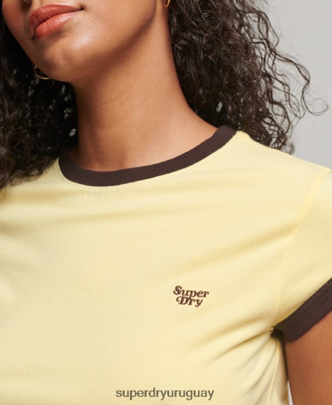 uy Superdry mujer camiseta de timbre amarillo DT2N8Z2706 ropa