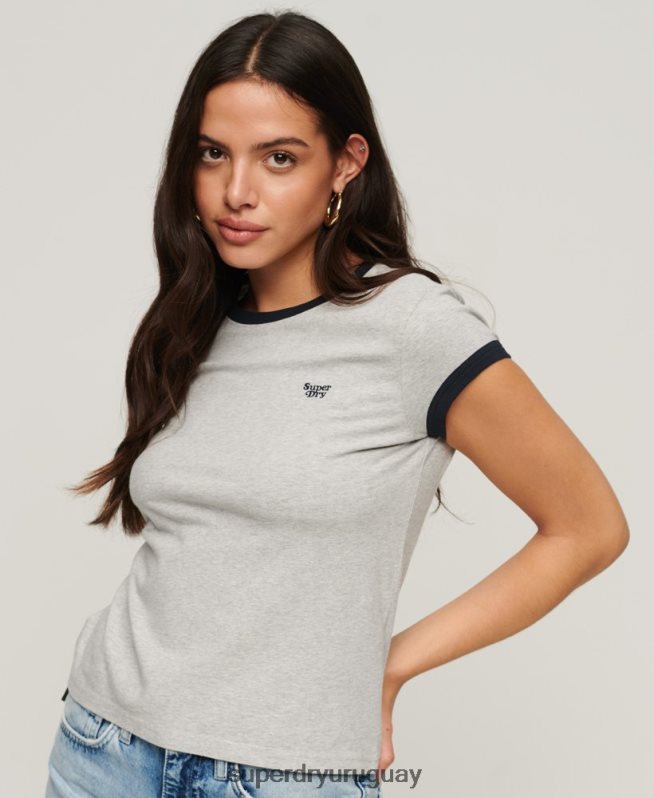 uy Superdry mujer camiseta de timbre gris oscuro DT2N8Z2678 ropa