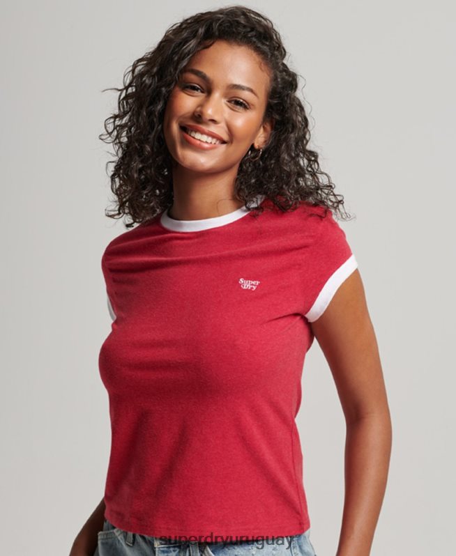 uy Superdry mujer camiseta de timbre rojo DT2N8Z2674 ropa