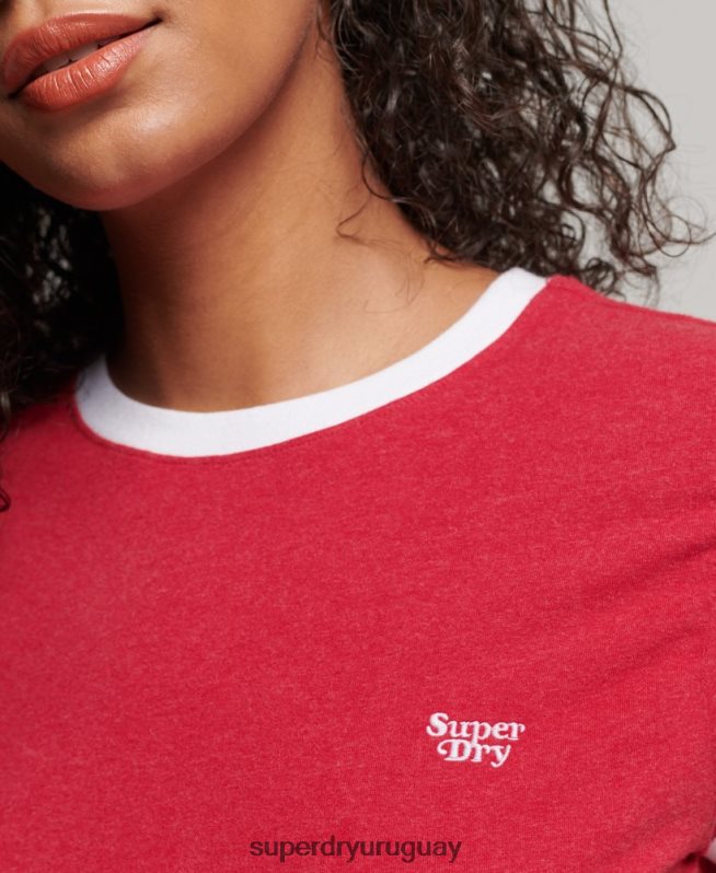 uy Superdry mujer camiseta de timbre rojo DT2N8Z2674 ropa