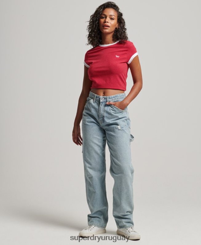 uy Superdry mujer camiseta de timbre rojo DT2N8Z2674 ropa