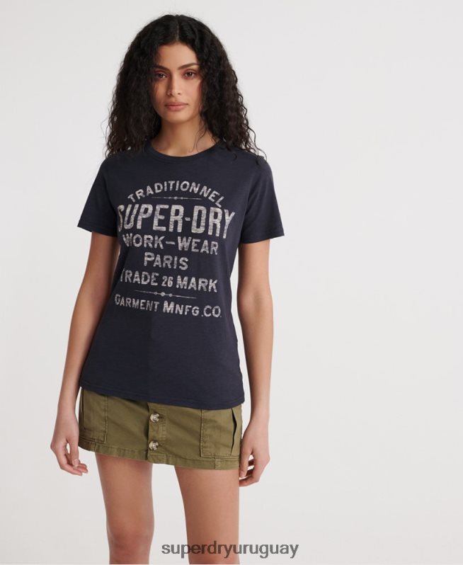 uy Superdry mujer camiseta de trabajo Armada DT2N8Z2863 ropa