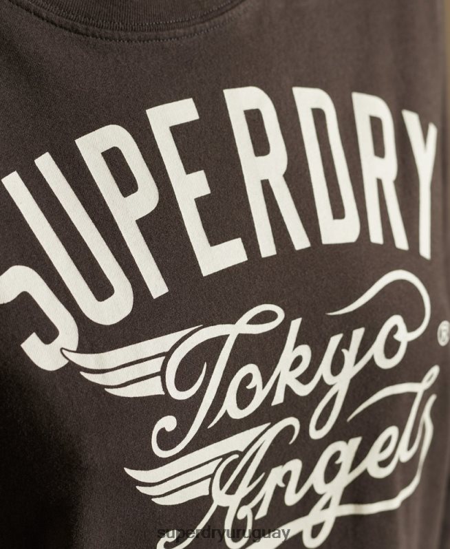 uy Superdry mujer camiseta de trabajo estilo script marrón DT2N8Z6750 ropa