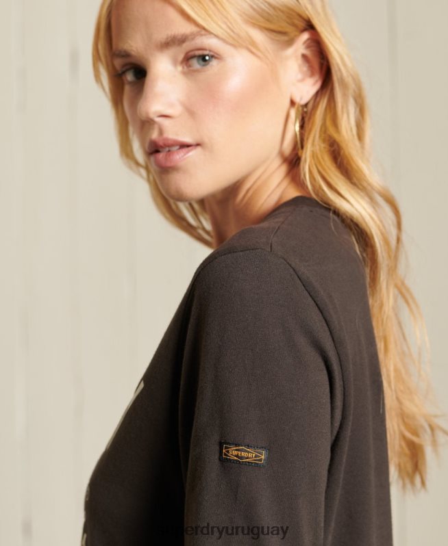 uy Superdry mujer camiseta de trabajo estilo script marrón DT2N8Z6750 ropa