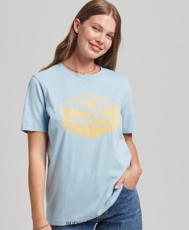 uy Superdry mujer camiseta de viaje azul DT2N8Z6213 ropa