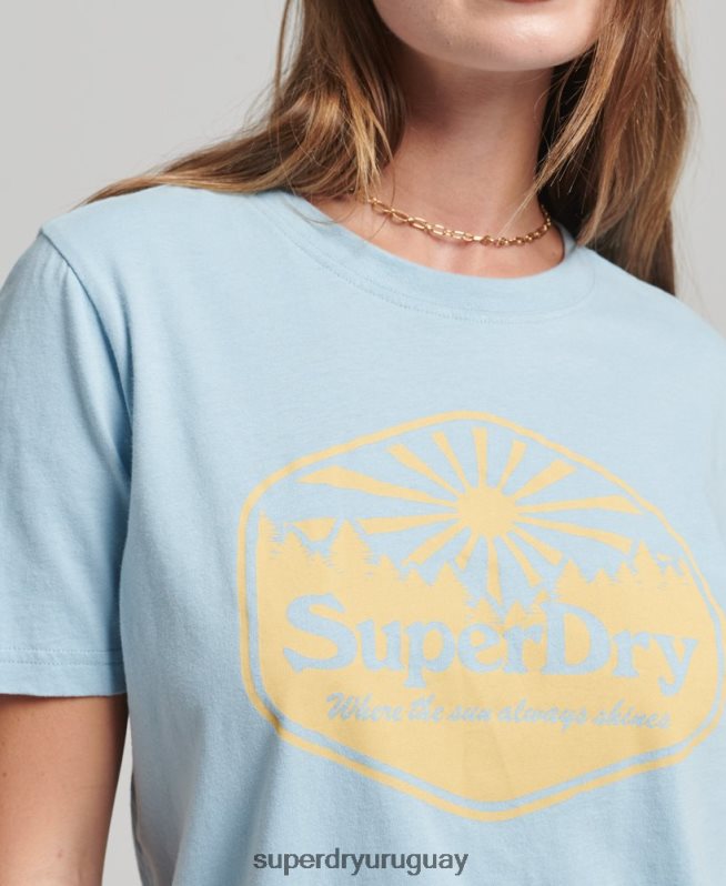 uy Superdry mujer camiseta de viaje azul DT2N8Z6213 ropa
