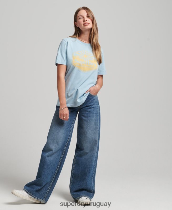 uy Superdry mujer camiseta de viaje azul DT2N8Z6213 ropa