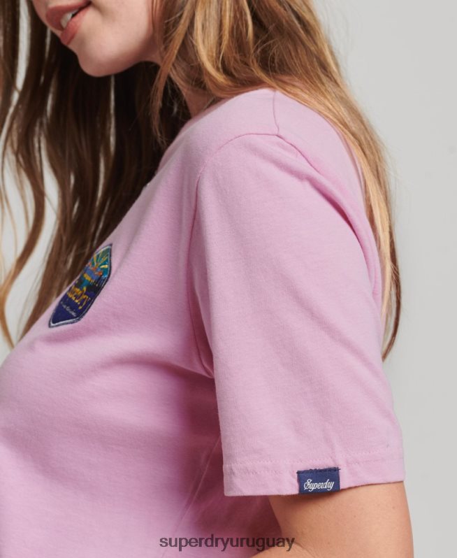 uy Superdry mujer camiseta de viaje rosa DT2N8Z6192 ropa