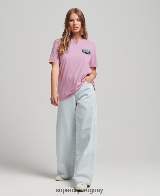 uy Superdry mujer camiseta de viaje rosa DT2N8Z6192 ropa