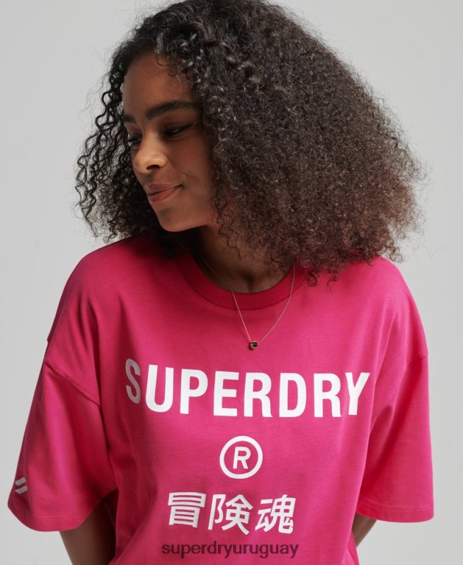 uy Superdry mujer camiseta deportiva con logo rosa DT2N8Z2759 ropa