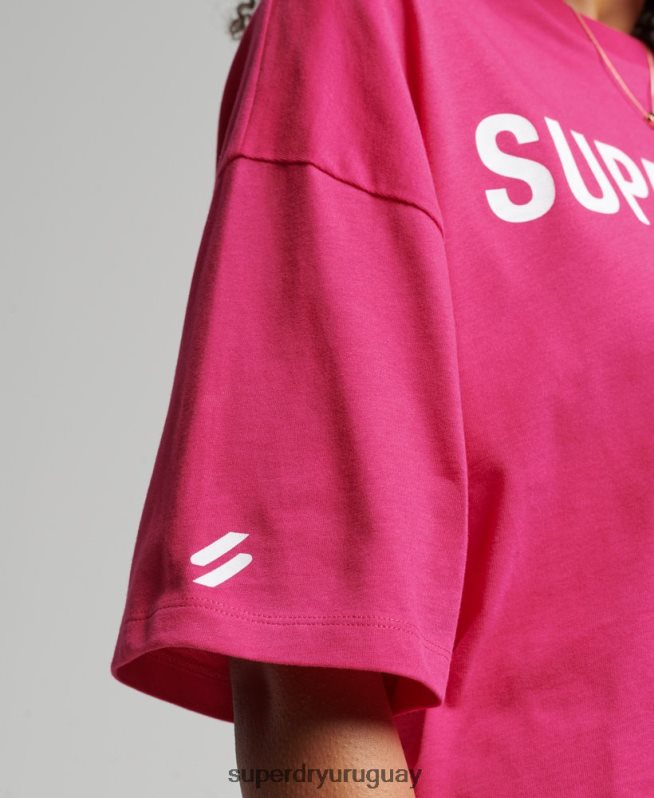 uy Superdry mujer camiseta deportiva con logo rosa DT2N8Z2759 ropa