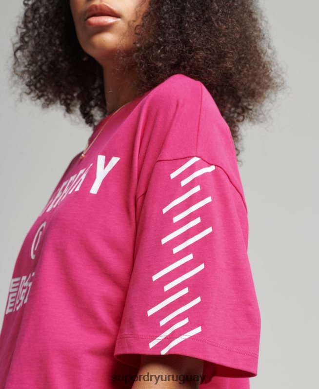 uy Superdry mujer camiseta deportiva con logo rosa DT2N8Z2759 ropa