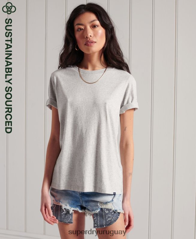 uy Superdry mujer camiseta esencial de algodón orgánico gris claro DT2N8Z6228 ropa