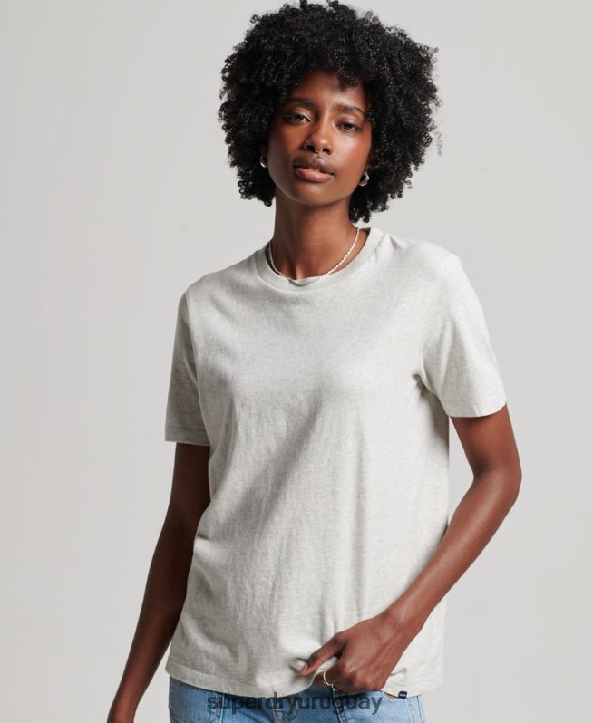 uy Superdry mujer camiseta esencial de algodón orgánico gris claro DT2N8Z6302 ropa