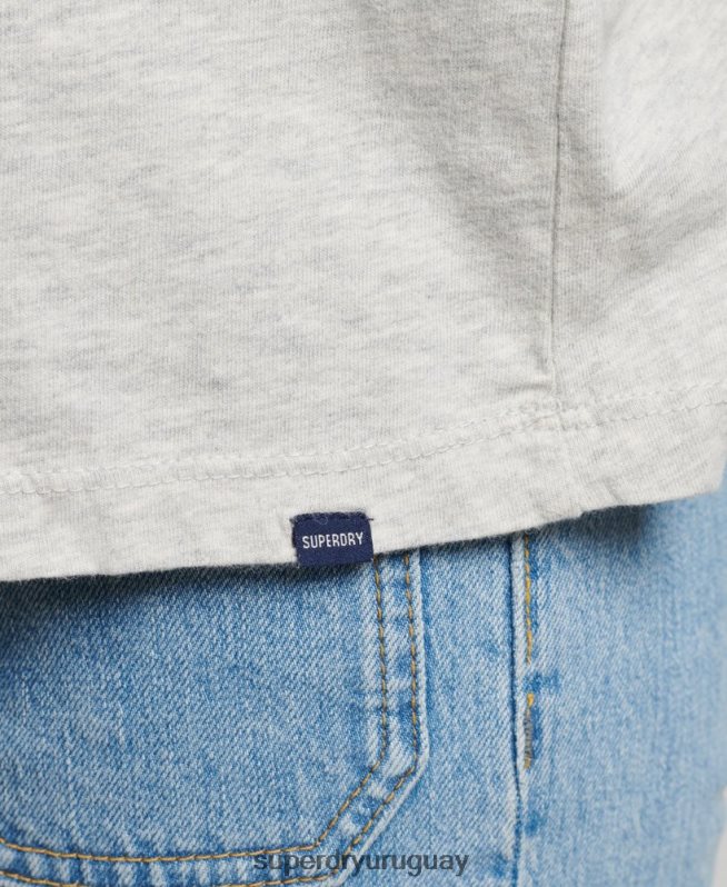 uy Superdry mujer camiseta esencial de algodón orgánico gris claro DT2N8Z6302 ropa