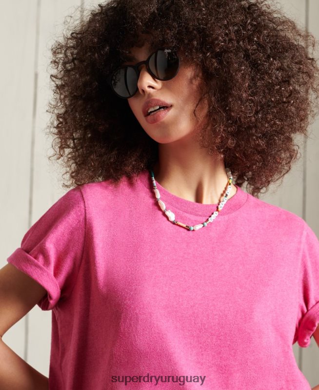 uy Superdry mujer camiseta esencial de algodón orgánico rosa DT2N8Z6249 ropa