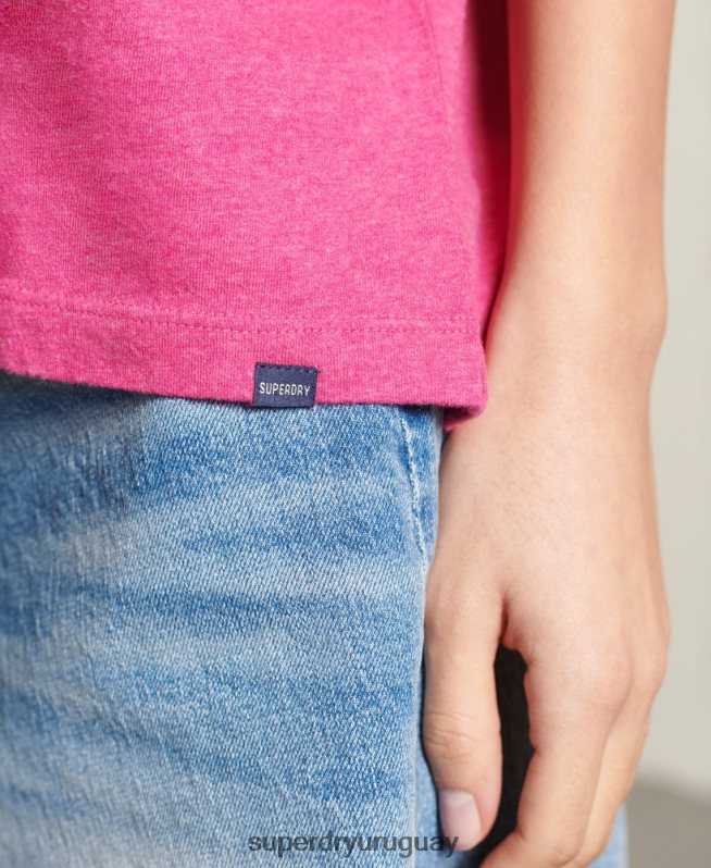 uy Superdry mujer camiseta esencial de algodón orgánico rosa DT2N8Z6249 ropa