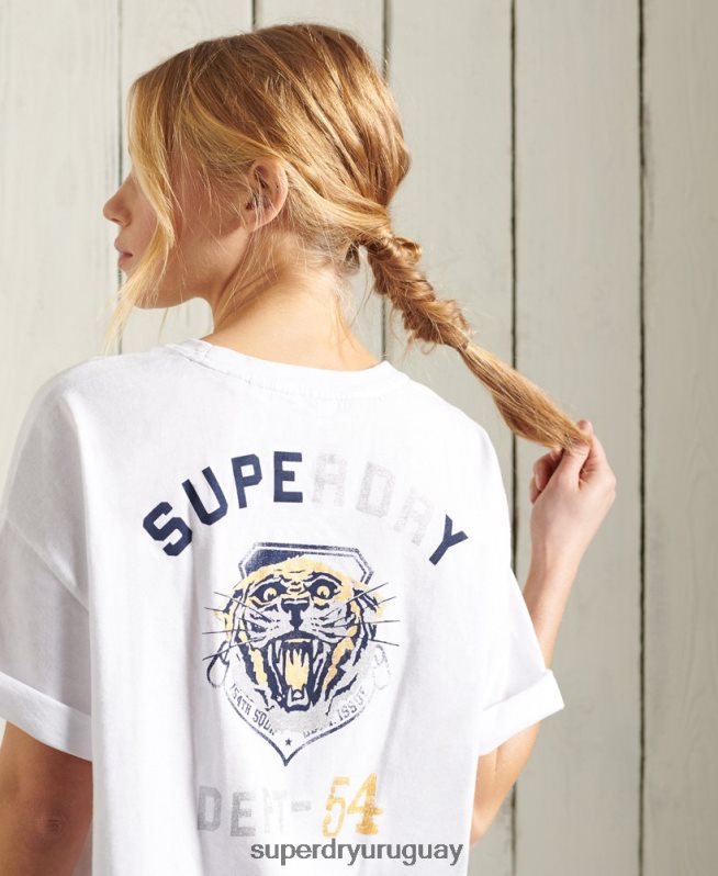 uy Superdry mujer camiseta estilo boxy narrativa militar blanco DT2N8Z2860 ropa