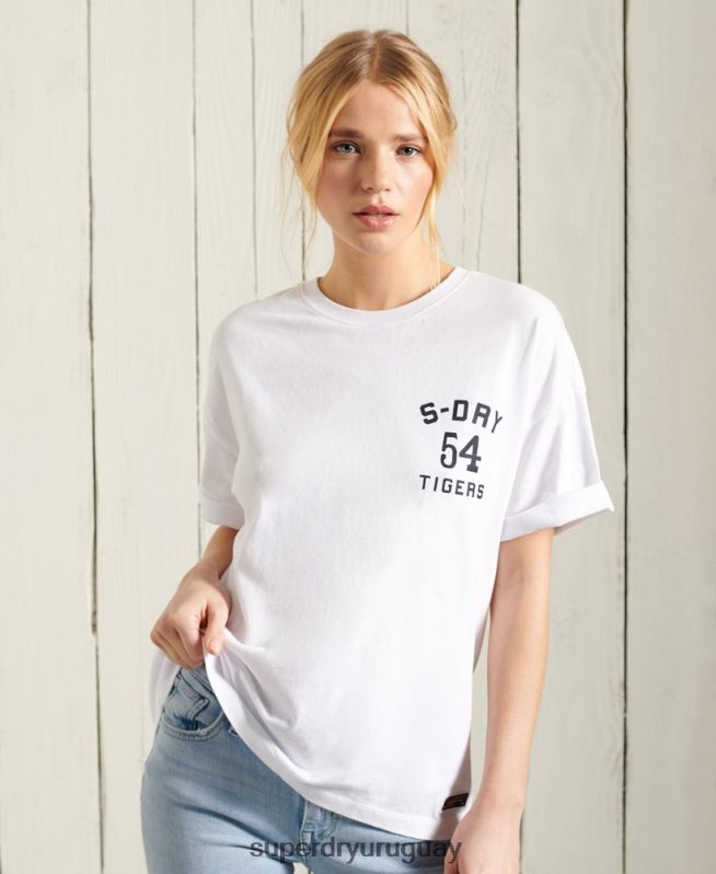 uy Superdry mujer camiseta estilo boxy narrativa militar blanco DT2N8Z2860 ropa