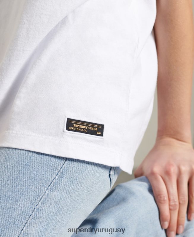 uy Superdry mujer camiseta estilo boxy narrativa militar blanco DT2N8Z2860 ropa