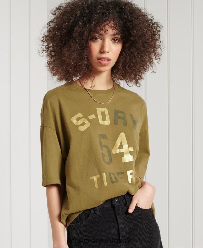 uy Superdry mujer camiseta estilo boxy narrativa militar verde DT2N8Z2802 ropa