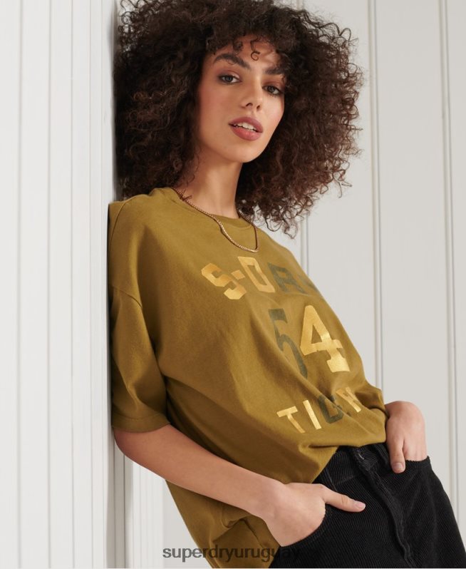 uy Superdry mujer camiseta estilo boxy narrativa militar verde DT2N8Z2802 ropa