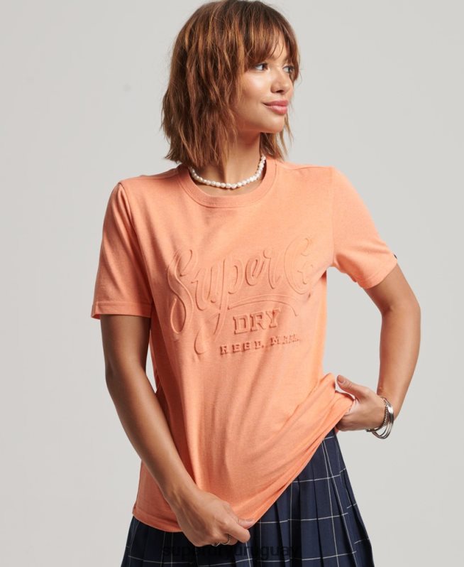 uy Superdry mujer camiseta estilo script en relieve naranja DT2N8Z6257 ropa