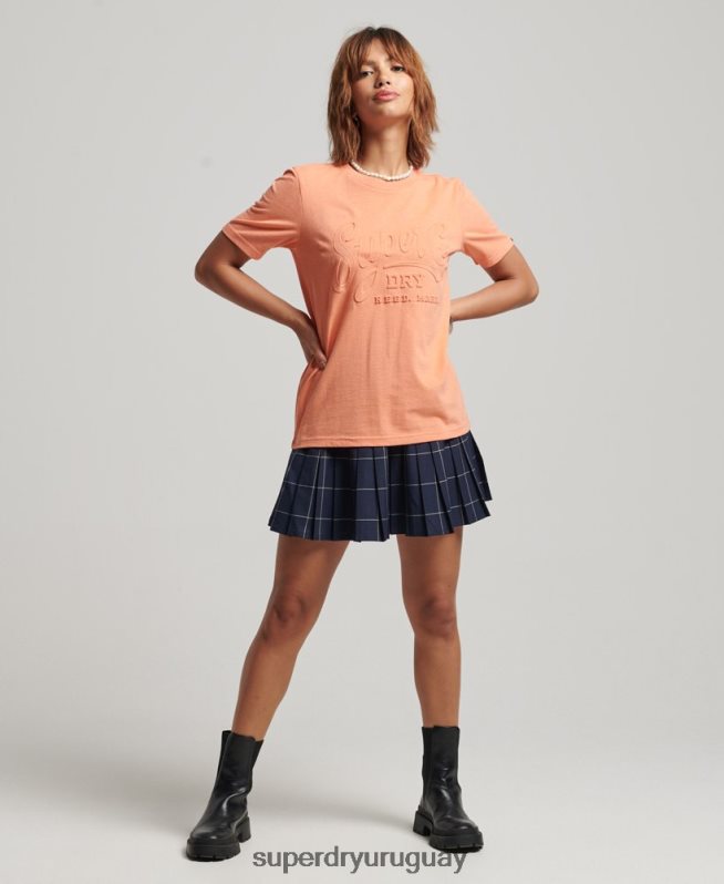uy Superdry mujer camiseta estilo script en relieve naranja DT2N8Z6257 ropa