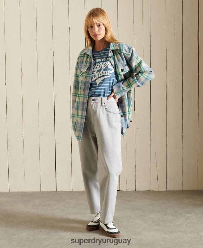 uy Superdry mujer camiseta estilo universitario a rayas azul DT2N8Z2794 ropa