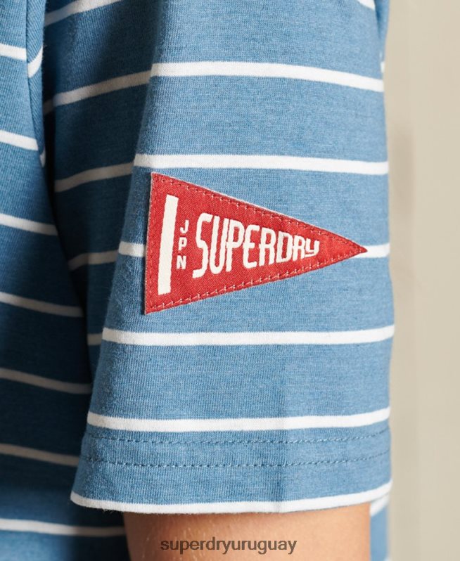 uy Superdry mujer camiseta estilo universitario a rayas azul DT2N8Z2794 ropa