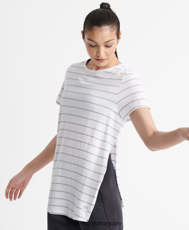 uy Superdry mujer camiseta flex larga gris DT2N8Z2858 ropa