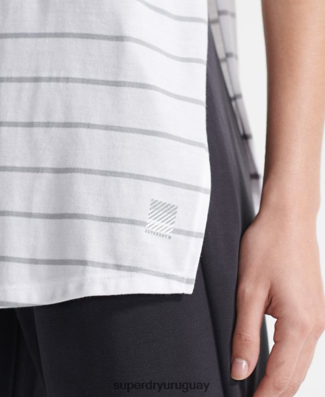 uy Superdry mujer camiseta flex larga gris DT2N8Z2858 ropa