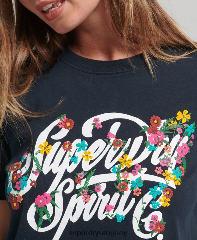 uy Superdry mujer camiseta floral estilo script Armada DT2N8Z6187 ropa