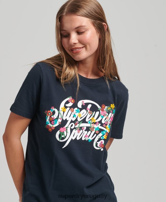 uy Superdry mujer camiseta floral estilo script Armada DT2N8Z6187 ropa