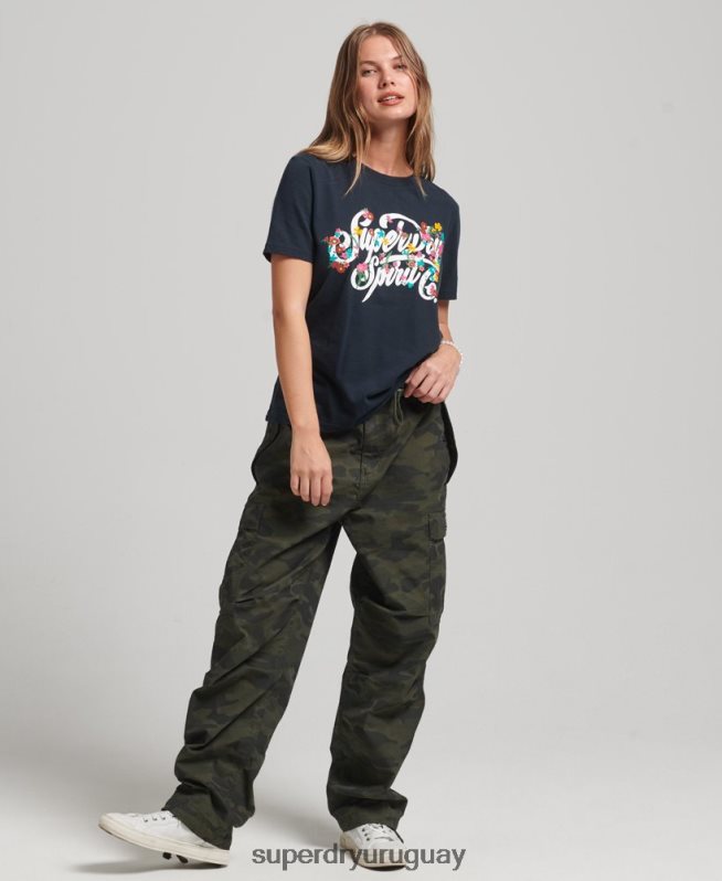 uy Superdry mujer camiseta floral estilo script Armada DT2N8Z6187 ropa