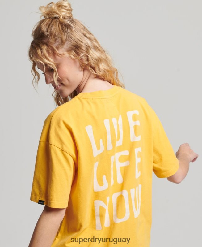 uy Superdry mujer camiseta folk nómada amarillo DT2N8Z2664 ropa