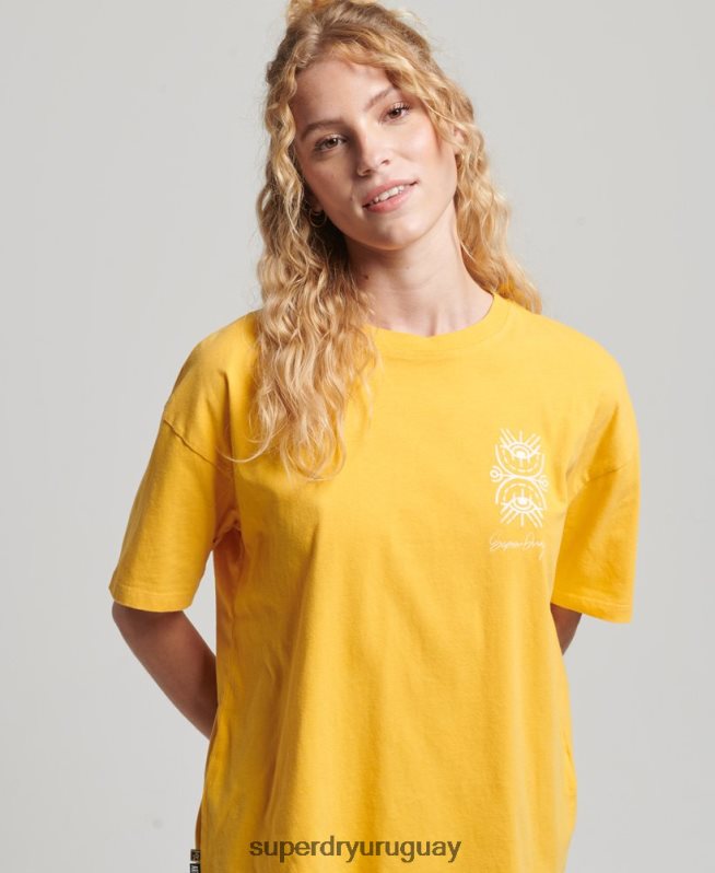 uy Superdry mujer camiseta folk nómada amarillo DT2N8Z2664 ropa